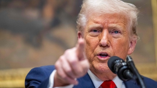 US President Donald Trump speaks in the Roosevelt Room of the White House in Washington. (AFP)