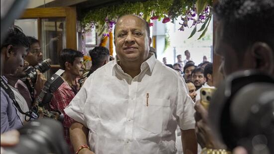 Mumbai: Nationalist Congress Party (NCP) leader Hasan Mushrif at the inauguration of new party office, in Mumbai, Tuesday, July 4, 2023. (PTI Photo/Kunal Patil)(PTI07_04_2023_000151B) (PTI)