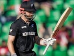 New Zealand's Kane Williamson celebrates after scoring fifty runs during the ICC Champions Trophy semifinal cricket match between New Zealand and South Africa at Gaddafi Stadium in Lahore, Pakistan, Wednesday, March 5, 2025. AP/PTI(AP03_05_2025_000258B) New Zealand's Kane Williamson celebrates after scoring fifty runs during the ICC Champions Trophy semifinal cricket match between New Zealand and South Africa at Gaddafi Stadium in Lahore, Pakistan, Wednesday, March 5, 2025. AP/PTI(AP03_05_2025_000258B)