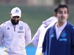 Dubai: India's Mohammed Shami during a training session; Gambhir on right Dubai: India's Mohammed Shami during a training session; Gambhir on right