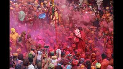 A vibrant scene from the previous years’ Holi celebrations in Braj region (File) A vibrant scene from the previous years’ Holi celebrations in Braj region (File)