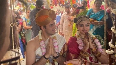 Radiating joy: The couple’s smiles say it all on their big day! Radiating joy: The couple’s smiles say it all on their big day! 