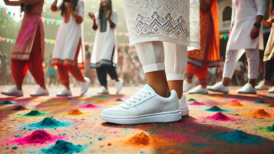 Step into Holi 2025 with stylish white sneakers! The perfect pairing for a white kurti, comfort meets festive flair effortlessly. Step into Holi 2025 with stylish white sneakers! The perfect pairing for a white kurti, comfort meets festive flair effortlessly.