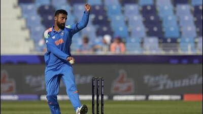India's Varun Chakravarthy in action. (AP) India's Varun Chakravarthy in action. (AP)