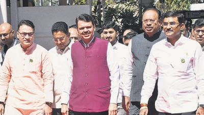 Mumbai, India - March 5, 2025:CM Devendra Fadnavis, during budget assembly session at Vidhan Bhavan, in Mumbai, India, on Wednesday, March 5, 2025. (Photo by Anshuman Poyrekar/ Hindustan Times) (Hindustan Times) Mumbai, India - March 5, 2025:CM Devendra Fadnavis, during budget assembly session at Vidhan Bhavan, in Mumbai, India, on Wednesday, March 5, 2025. (Photo by Anshuman Poyrekar/ Hindustan Times) (Hindustan Times)