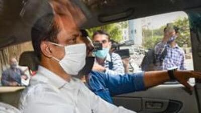 Mumbai: Mumbai Cop Sachin Vaze after being produced by National Investigation Agency (NIA) in a court following his arrest, in connection with a probe into the recovery of explosives from a car parked near industrialist Mukesh Ambani's house, in Mumbai, Sunday, March 14, 2021. (PTI Photo/Mitesh Bhuvad)(PTI03_14_2021_000098B) (PTI) Mumbai: Mumbai Cop Sachin Vaze after being produced by National Investigation Agency (NIA) in a court following his arrest, in connection with a probe into the recovery of explosives from a car parked near industrialist Mukesh Ambani's house, in Mumbai, Sunday, March 14, 2021. (PTI Photo/Mitesh Bhuvad)(PTI03_14_2021_000098B) (PTI)