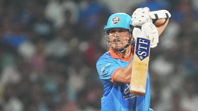 Sachin Tendulkar plays a shot during an International Masters League cricket match (PTI) Sachin Tendulkar plays a shot during an International Masters League cricket match (PTI)