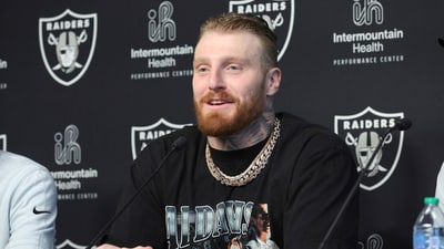Las Vegas Raiders defensive end Maxx Crosby responds to a question during an NFL football news conference Wednesday, March 5, 2025, in Henderson, Nev. (Steve Marcus/Las Vegas Sun via AP) (AP) Las Vegas Raiders defensive end Maxx Crosby responds to a question during an NFL football news conference Wednesday, March 5, 2025, in Henderson, Nev. (Steve Marcus/Las Vegas Sun via AP) (AP)