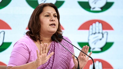 Congress leader Supriya Shrinate addresses a press conference in New Delhi. (PTI) Congress leader Supriya Shrinate addresses a press conference in New Delhi. (PTI)