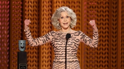 LOS ANGELES, CALIFORNIA - FEBRUARY 23: Honoree Jane Fonda accepts the SAG Life Achievement Award onstage during the 31st Annual Screen Actors Guild Awards at Shrine Auditorium and Expo Hall on February 23, 2025 in Los Angeles, California. Matt Winkelmeyer/Getty Images/AFP (Photo by Matt Winkelmeyer / GETTY IMAGES NORTH AMERICA / Getty Images via AFP) (Getty Images via AFP) LOS ANGELES, CALIFORNIA - FEBRUARY 23: Honoree Jane Fonda accepts the SAG Life Achievement Award onstage during the 31st Annual Screen Actors Guild Awards at Shrine Auditorium and Expo Hall on February 23, 2025 in Los Angeles, California. Matt Winkelmeyer/Getty Images/AFP (Photo by Matt Winkelmeyer / GETTY IMAGES NORTH AMERICA / Getty Images via AFP) (Getty Images via AFP)
