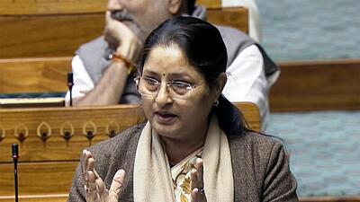 Union minister for women and child development Annapurna Devi. (Sansad TV) Union minister for women and child development Annapurna Devi. (Sansad TV)