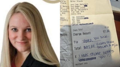 A Columbus real estate agent was fired after leaving an offensive message for a waiter on a receipt (Century 21/X/Cazuelas Mexican Cantina) A Columbus real estate agent was fired after leaving an offensive message for a waiter on a receipt (Century 21/X/Cazuelas Mexican Cantina)