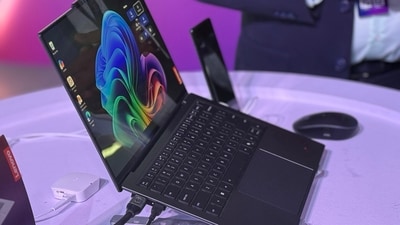 Lenovo ThinkPad X9 14 showcases at the Lenovo Tech World '25. (Shaurya Sharma/HT)