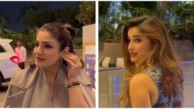 Raveena Tandon gifted her gold earring to a paparazzo. Raveena Tandon gifted her gold earring to a paparazzo.