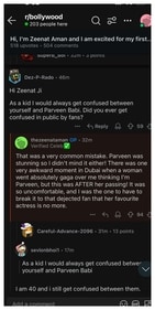 Zeenat Aman's response to a Reddit user. Zeenat Aman's response to a Reddit user.