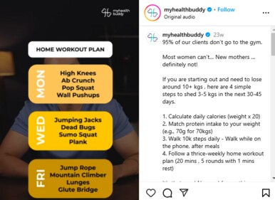 Home workout plan (Image by Instagram/myhealthbuddy) Home workout plan (Image by Instagram/myhealthbuddy)