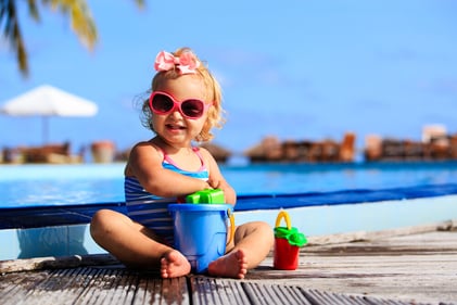 Babies when they go swimming needto apply child-friendly sunscreen. (Shutterstock) Babies when they go swimming needto apply child-friendly sunscreen. (Shutterstock)