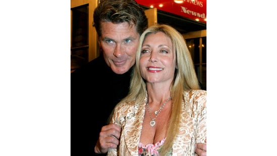 FILE - David Hasselhoff, left, and his wife Pamela Bach appear for the opening night performance of John Patrick Shanley's "Doubt" in New York on March 31, 2005. (AP Photo/Tina Fineberg, File)(AP)