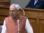 Bihar Chief Minister Nitish Kumar speaking during the Budget Session at Bihar Assembly in Patna.