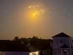 A view shows debris streaking through the sky, after SpaceX's Starship spacecraft tumbled and exploded in space, in Big Sampson Kay, Bahamas, March 6, 2025, in this screen grab obtained from social media video.