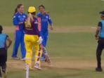 Harmanpreet Kaur and Sophie Ecclestone clash during the WPL 2025