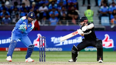 New Zealand's Kane Williamson and India's KL Rahul in action. (ANI Photo)