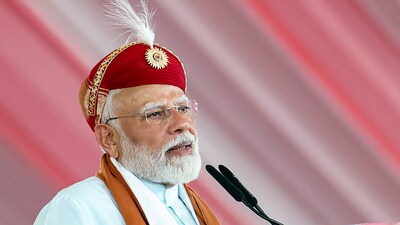 Prime Minister Narendra Modi addresses the inauguration and foundation stone laying ceremony of various development projects worth ₹2,587 crore, at Silvassa in Dadra and Nagar Haveli on Friday. (ANI) Prime Minister Narendra Modi addresses the inauguration and foundation stone laying ceremony of various development projects worth ₹2,587 crore, at Silvassa in Dadra and Nagar Haveli on Friday. (ANI)