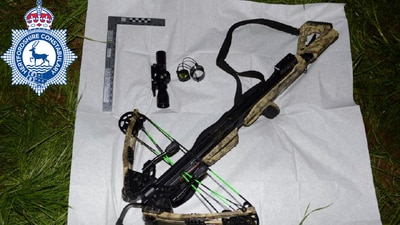 This undated handout photo issued on Wednesday March 6, 2025 by the Hertfordshire Police shows the crossbow used by Kyle Clifford who has been found guilty at Cambridge Crown Court of raping his ex-partner (AP) This undated handout photo issued on Wednesday March 6, 2025 by the Hertfordshire Police shows the crossbow used by Kyle Clifford who has been found guilty at Cambridge Crown Court of raping his ex-partner (AP)