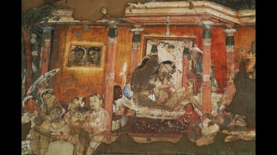 Paintings in the Ajanta caves dating to the Satavahana period (Vidya Subramanian / Hindustan Times) Paintings in the Ajanta caves dating to the Satavahana period (Vidya Subramanian / Hindustan Times)