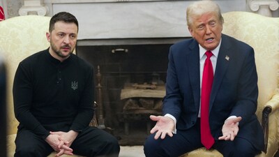 US President Donald Trump (right) with Ukrainian counterpart Volodymyr Zelenskyy at the Oval Office in the White House on February 28. (AP) US President Donald Trump (right) with Ukrainian counterpart Volodymyr Zelenskyy at the Oval Office in the White House on February 28. (AP)