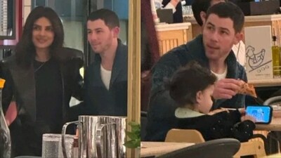 Priyanka Chopra, Nick Jonas and their daughter Malti at a New York restaurant. Priyanka Chopra, Nick Jonas and their daughter Malti at a New York restaurant.