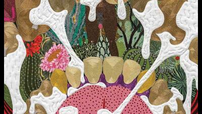 T Venkanna’s Golden Teeth draws from post-Impressionism, Mughal miniature and Indian mythology. (IMAGES COURTESY GALLERY MASKARA) T Venkanna’s Golden Teeth draws from post-Impressionism, Mughal miniature and Indian mythology. (IMAGES COURTESY GALLERY MASKARA)