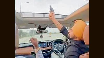 Videograbs of accused with their weapons surfaced on social media, leading to police action. (HT PHOTO)