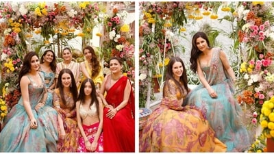 Katrina Kaif posed with the rest of the gang of bridesmaids. Katrina Kaif posed with the rest of the gang of bridesmaids.