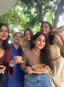Gurbhajan Kaur (in blue) with her clients at Clay Creations Gurbhajan Kaur (in blue) with her clients at Clay Creations