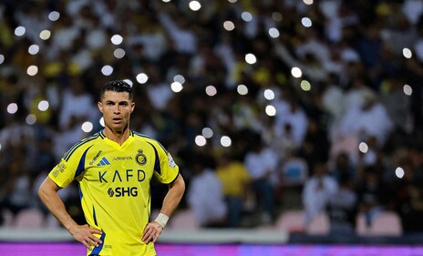Al-Nassr's Cristiano Ronaldo during a Saudi Pro League match against Al-Wehda. (Reuters)