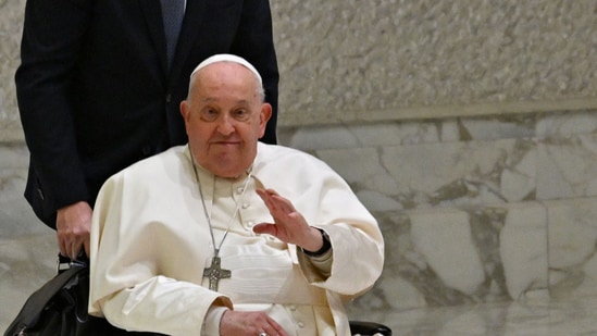 The day after the 88-year-old sent his first audio message, the Vatican announced Friday that Pope Francis had a "calm night" as he commemorated three weeks in the hospital due to pneumonia. (AFP)