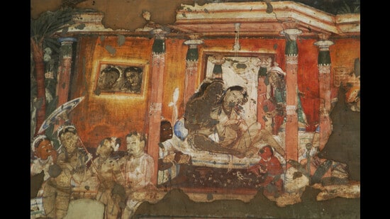 Paintings in the Ajanta caves dating to the Satavahana period (Vidya Subramanian / Hindustan Times)