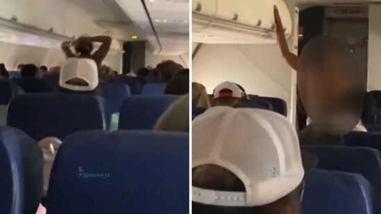A woman kept walking up and down the aisle of a flight for 30 minutes after she stripped all her clothes. (Screengrab)