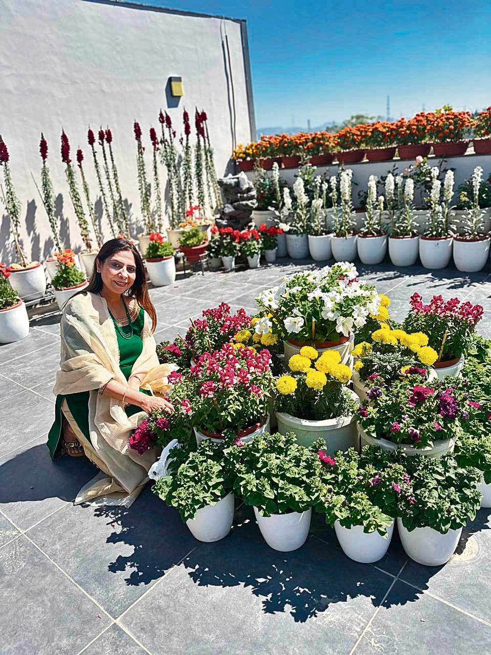 Monika Abrol and Dharminder Abrol of House Number 819, Sector 12, Panchkula, secured the first prize in the 14-marla house category. (HT Photo) Monika Abrol and Dharminder Abrol of House Number 819, Sector 12, Panchkula, secured the first prize in the 14-marla house category. (HT Photo)