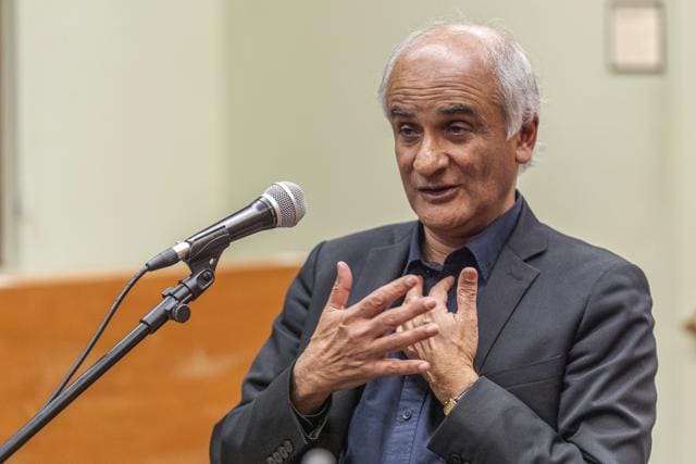Pico Iyer talks about his new book ‘Learning from Silence’ at a bookstore in Pasadena, California, on January 28, 2025. (AP/Damian Dovarganes) Pico Iyer talks about his new book ‘Learning from Silence’ at a bookstore in Pasadena, California, on January 28, 2025. (AP/Damian Dovarganes)