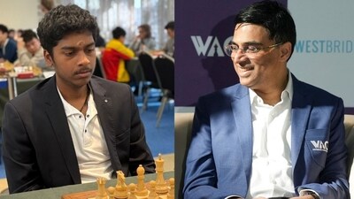 Viswanathan Anand congratulated India's World Junior Chess Champion Pranav Venkatesh. (Twitter (FIDE/Mitar Djukanovic)/PTI)