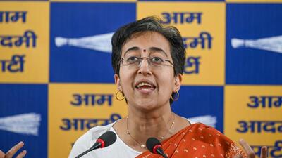 AAP leader Atishi addresses a press conference over the allocation of funds for Mahila Samridhi Yojana on Saturday. (Sanchit Khanna/HT Photo) AAP leader Atishi addresses a press conference over the allocation of funds for Mahila Samridhi Yojana on Saturday. (Sanchit Khanna/HT Photo)