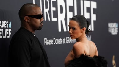 In Early February, Kanye West reportedly pushed his wife, Bianca Censori, to participate in the naked Grammy stunts, later claiming to have "dominion" over her. (Jordan Strauss/Invision/AP) In Early February, Kanye West reportedly pushed his wife, Bianca Censori, to participate in the naked Grammy stunts, later claiming to have "dominion" over her. (Jordan Strauss/Invision/AP)