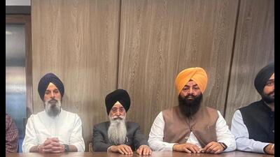 Bikram Singh Majithia and other leaders expressed their dissent regarding the SGPC action. (Sourced) Bikram Singh Majithia and other leaders expressed their dissent regarding the SGPC action. (Sourced)