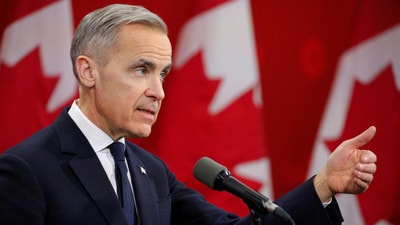 Mark Carney, Canada's Liberal Party leadership candidate and former Bank of Canada governor, speaks to the media after participating in an English language debate ahead of the March 9 vote to replace Prime Minister Justin Trudeau, in Montreal, Quebec, Canada, February 25, 2025.  REUTERS/Evan Buhler/File Photo (REUTERS)