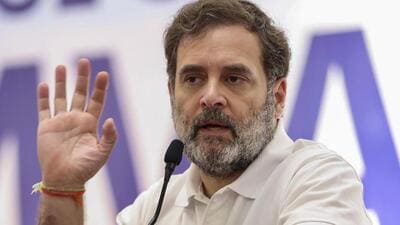 Congress leader Rahul Gandhi addresses party workers in Ahmedabad. (@INCIndia) Congress leader Rahul Gandhi addresses party workers in Ahmedabad. (@INCIndia)