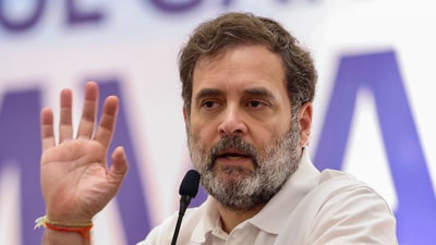 Congress leader Rahul Gandhi addresses party workers in Ahmedabad on March 8, 2025. (X/Congress) Congress leader Rahul Gandhi addresses party workers in Ahmedabad on March 8, 2025. (X/Congress)