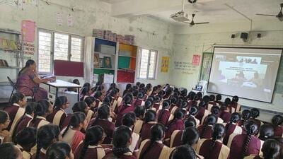 UPSC chairperson Preeti Sudan addresses students through a zoom conference on the occasion of International Women’s Day on Saturday. (HT photo)