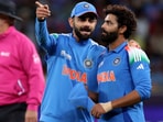 India's Virat Kohli and Ravindra Jadeja interact